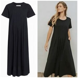 Free People Beach Black Pleat Detail Cotton Dress, M